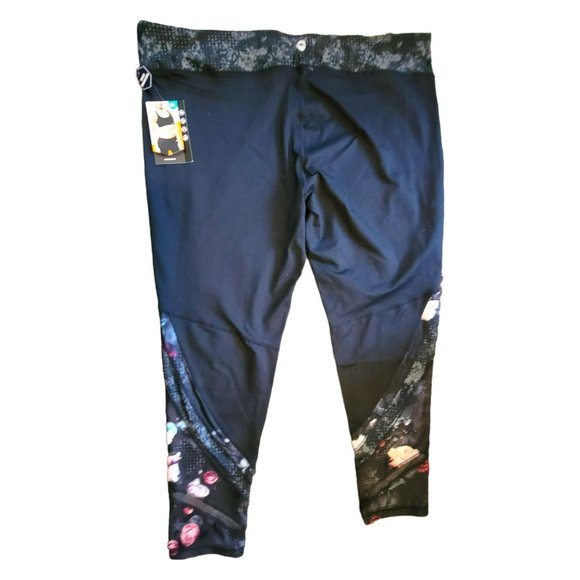 Avia Athletic Leggings Womans Pants Ankle Length Black Pink Floral 3X JJ3098 - Picture 7 of 10